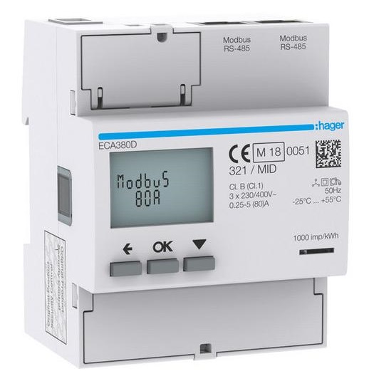 Hager Hager ECA380D Three-phase energy meter Modbus RTU template